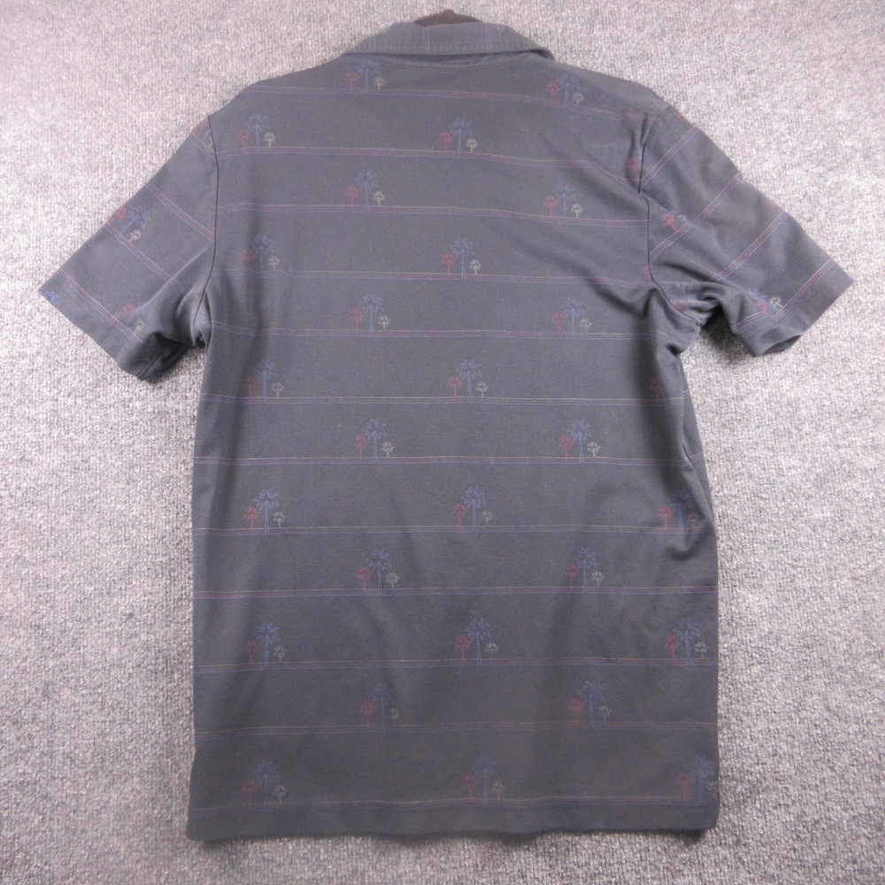 TravisMathew Polo Shirt Mens Medium Gray Palm Tree Stripe Pima‎ Golf Performance - Picture 2 of 8